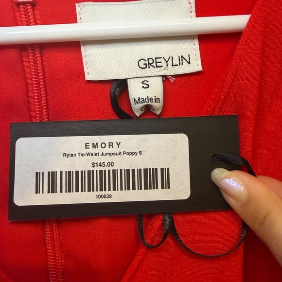 Greylin Rylan Tie-Waist Jumpsuit in Poppy - Picture 3 of 3